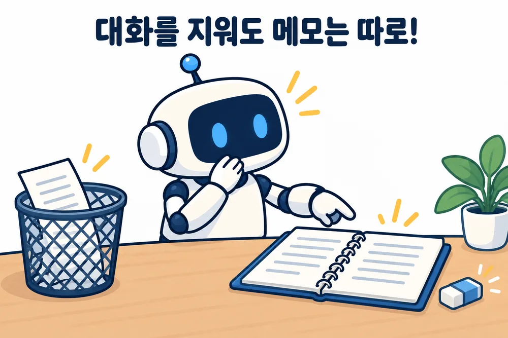 대화를 지워도 메모는 따로 남습니다